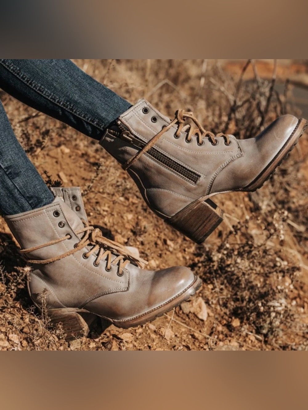 FREEBIRD Cavalier Ankle Bootie in Gravel Leather with chunky Block heel size 8
